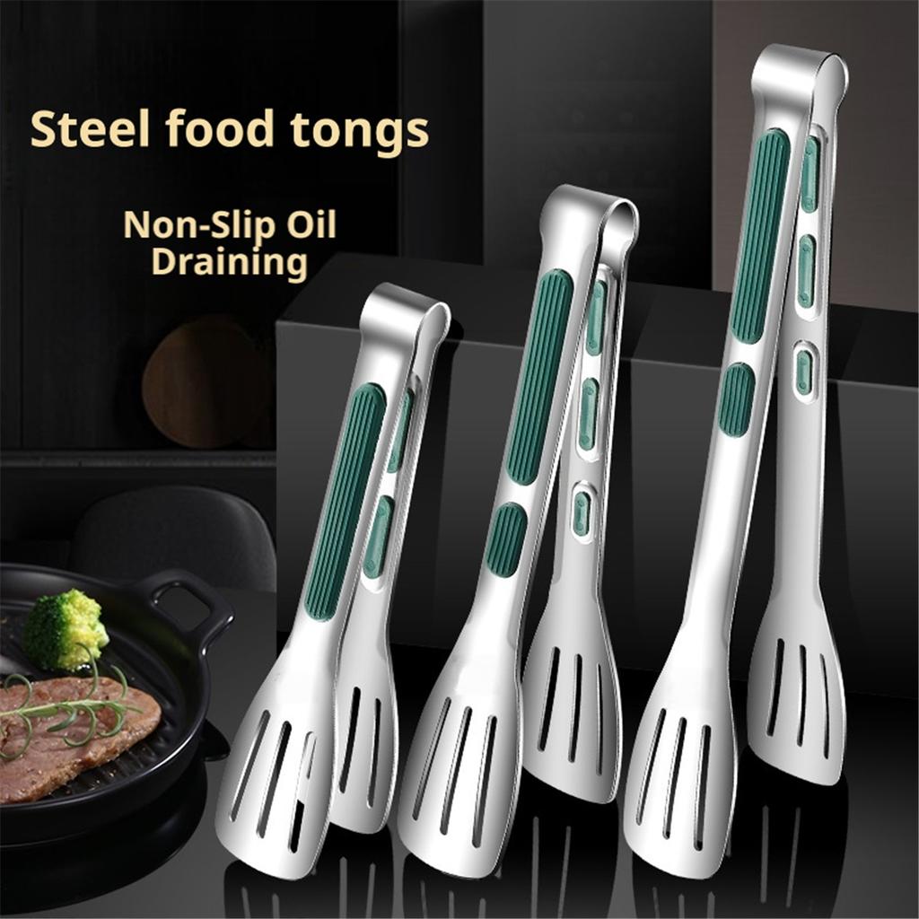 Heavy Duty Non-Slip Stainless Steel Food Tongs for Barbecue Grill Kitchen Accessory Meat Salad Bread Clip Cooking Buffet