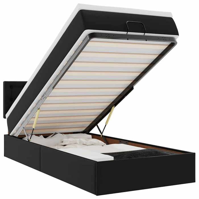 Lit ottoman - Maison Exclusive - Noir - 100x200 cm - Rangement sous le lit - Matelas inclus