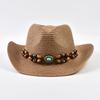 Straw Western Cowboy Hat For Woman Men Foldable Wide Brim Summer Sun Hats Outdoor Vacation Beach Cowgirl Hat