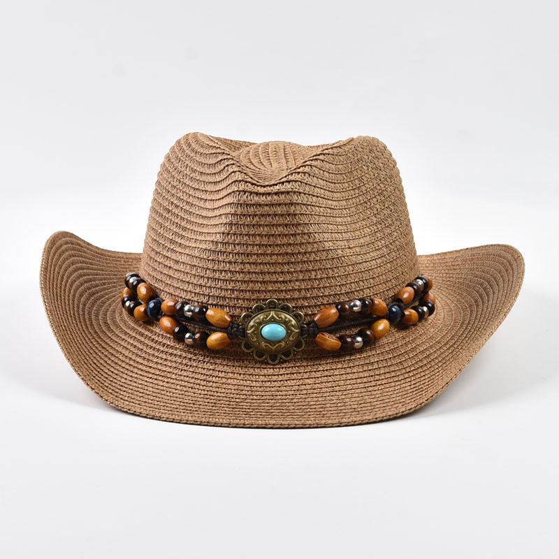 Straw Western Cowboy Hat For Woman Men Foldable Wide Brim Summer Sun Hats Outdoor Vacation Beach Cowgirl Hat