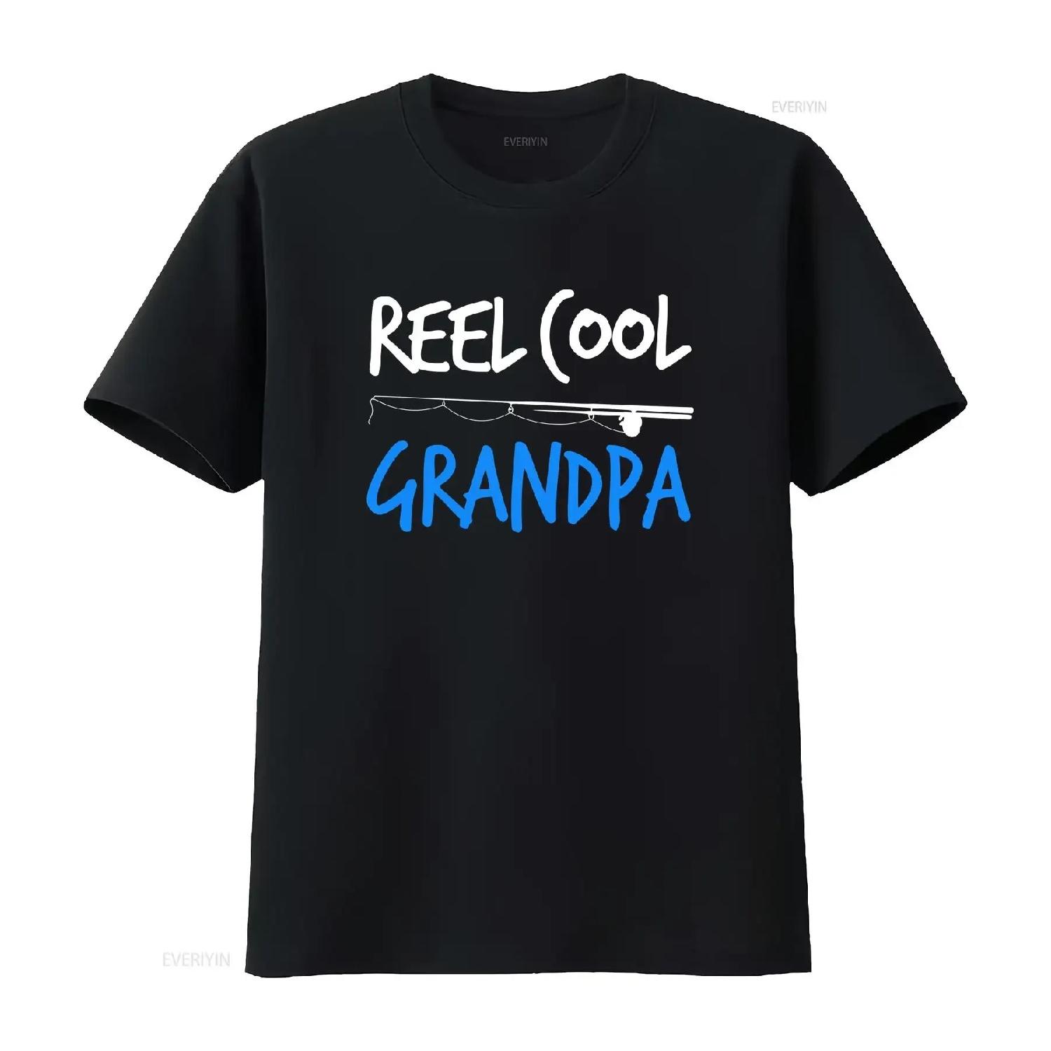 

Reel cool grandpa fishing shirt real t gift for unisex women s vintage Washed fashion designer clothes Versatile Breathable S чёрный