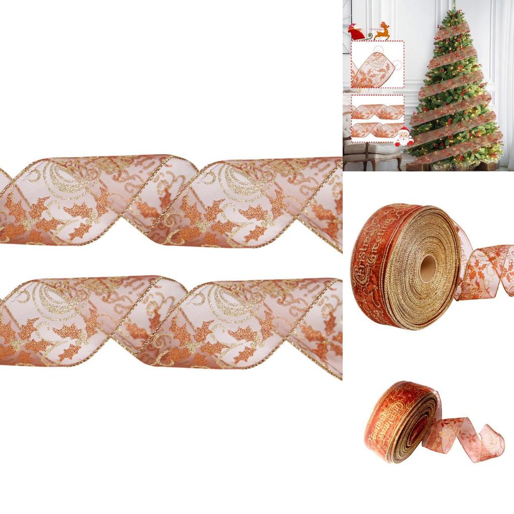 Versatile 200cm Coffee Color Christmas Ribbon Suitable For Tree Ornaments And Crafts