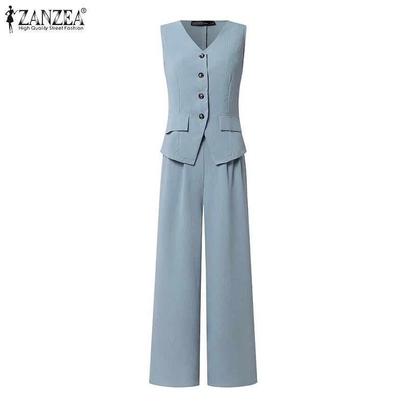 ZANZEA Womens Sleeveless Tank Tops and Pants Casual Two Piece Suit Sets