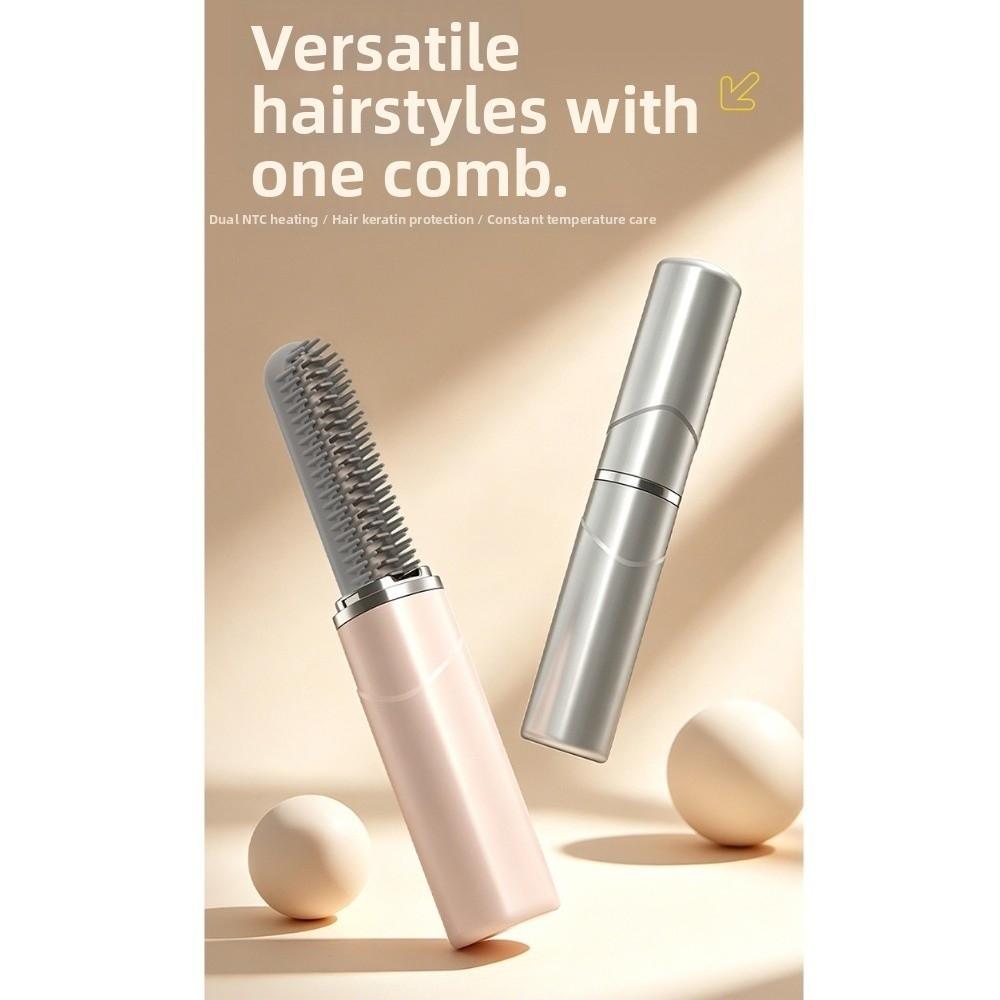 USB Charging Mini Straight Hair Brush Cordless Portable Hair Straightener Holiday