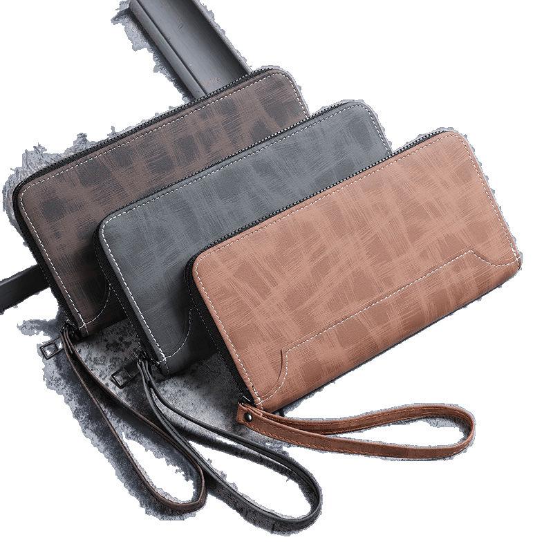 Men's Leather Long Zip Wallet: Multifunctional Card Holder & Large Capacity Clutch with Multi-Card Slots.