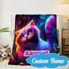 Custom Name che-shire cat Blanket bed sofa Blanket Flannel Blanket for Camping, Hiking, Picnic Essentials,gift for Fan family
