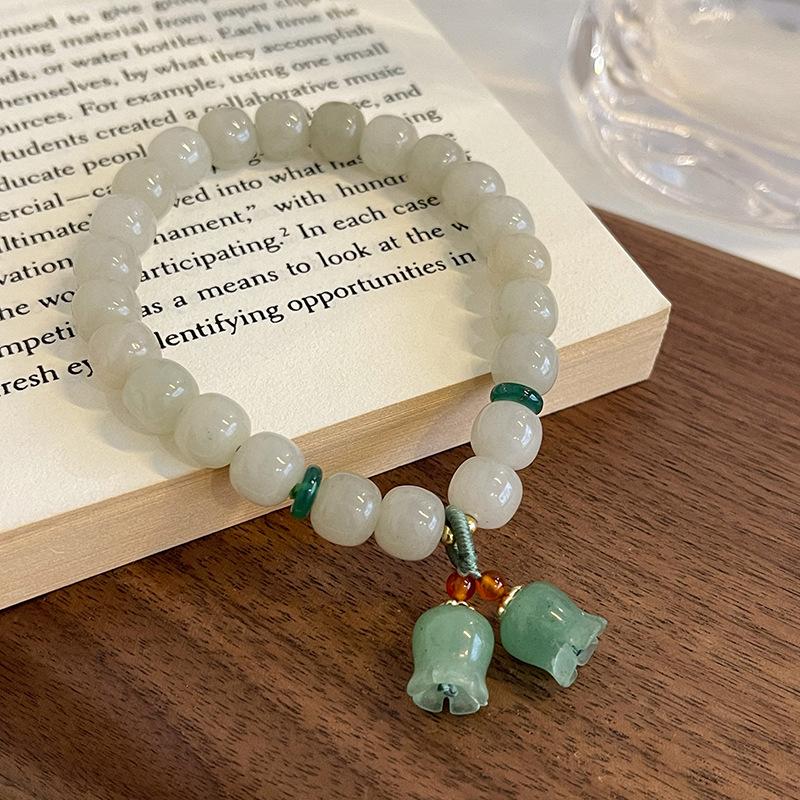 100% Натуральный Нефритовый Камень Цветок Ландыша Женский Браслет Оригинальный Для Женщин 2024 Новый Стиль