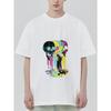 Black T Shirt with Colorful Skulls Dripping Paint Design for Casual Wear