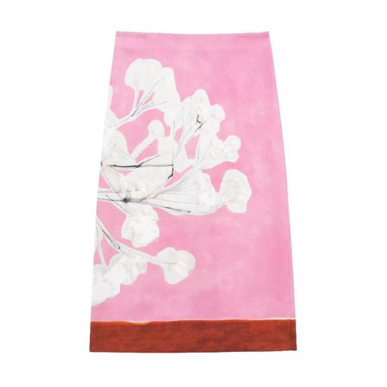 

Женская юбка миди с высокой талией, юбка с запахом на бедрах, скрытая молния, розовый цветочный принт, прямая юбка, облегающая длинная юбка, уличная одежда S розовый