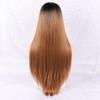 LISI HAIR Synthetic Lace Front Wig Ombre Brown Natural Wavelength Wig, Suitable for Black Women, Heat-resistant