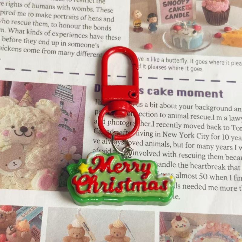 Cute Cartoon Christmas Pendant Santa Claus Tree Snowman Keychain Car Key Ring Backpack Decoration Accessories Children Gifts