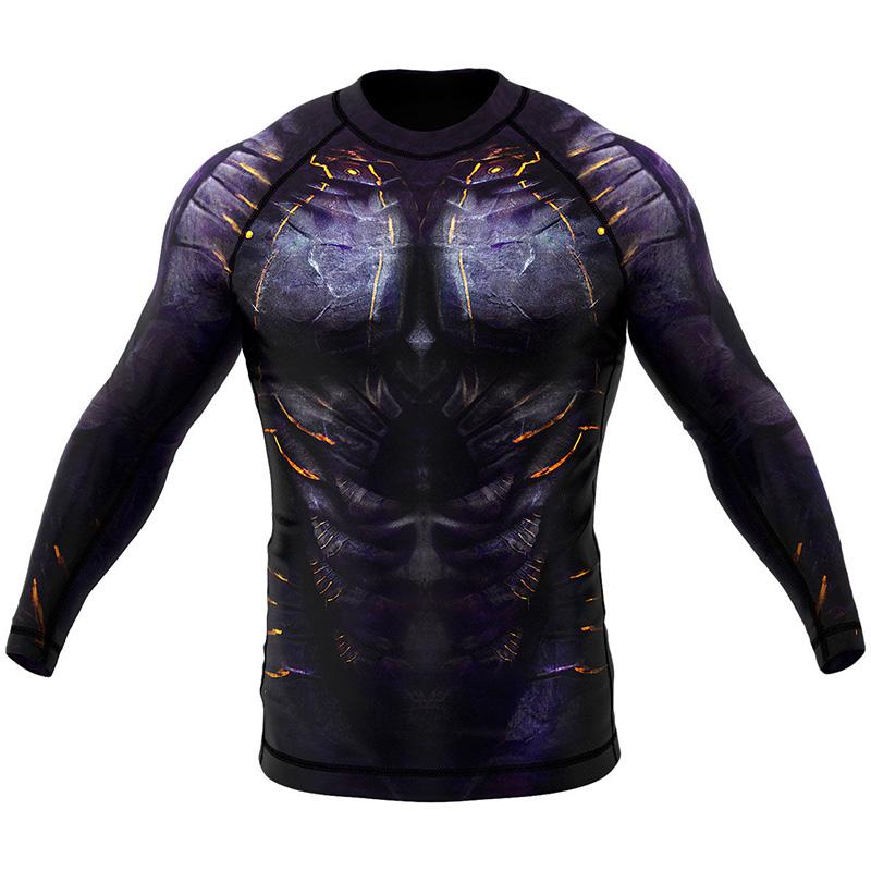 

Мужская тренировочная компрессионная рубашка с 3D принтом, быстросохнущие колготки для бега, спортивная одежда с длинными рукавами, одежда для тренировок