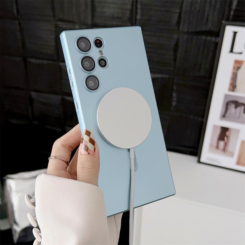 For Magsafe Magnetic Wireless Charging Case For Samsung S24 S23 S22 S21 S20 S20FE S23FE Note 20 Ultra Plus TPU Soft Back Cover