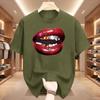 American Personalized Lip Pattern Pure Cotton Printed Unisexs And Unisexs Clothing Summer New Casual Loose Fashion Tshirt