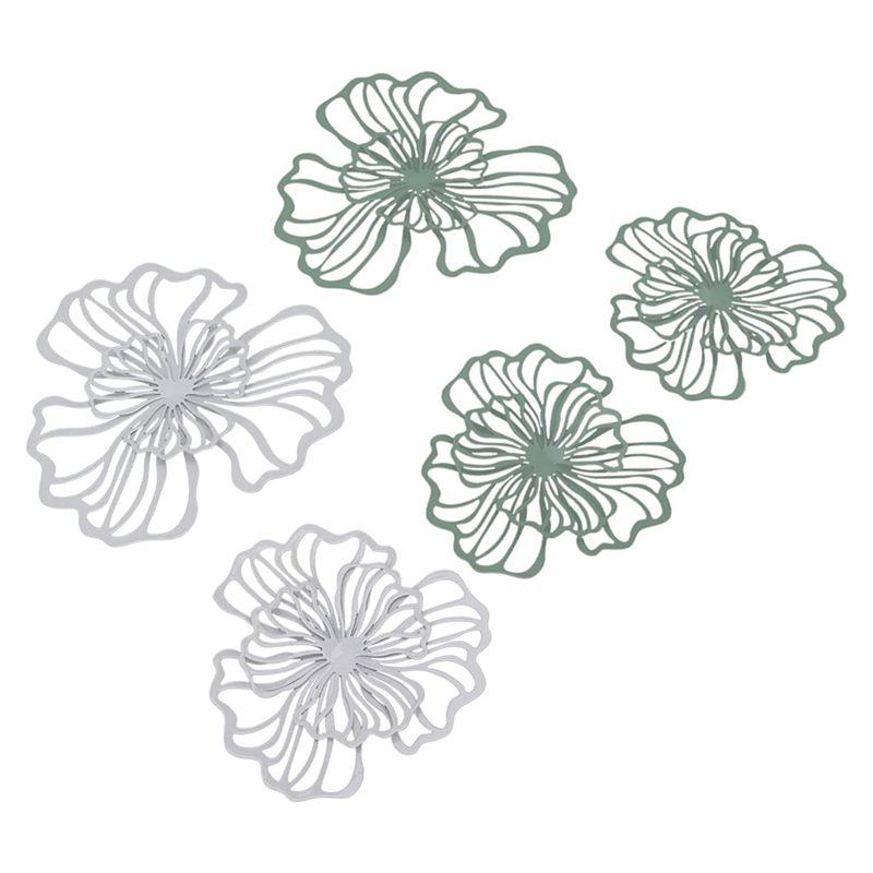 A84X-Metal Wall Art Bathroom Decor Wall Art Gold Bathroom Decor Gold Wall Art Flower Wall Decor 5PCS