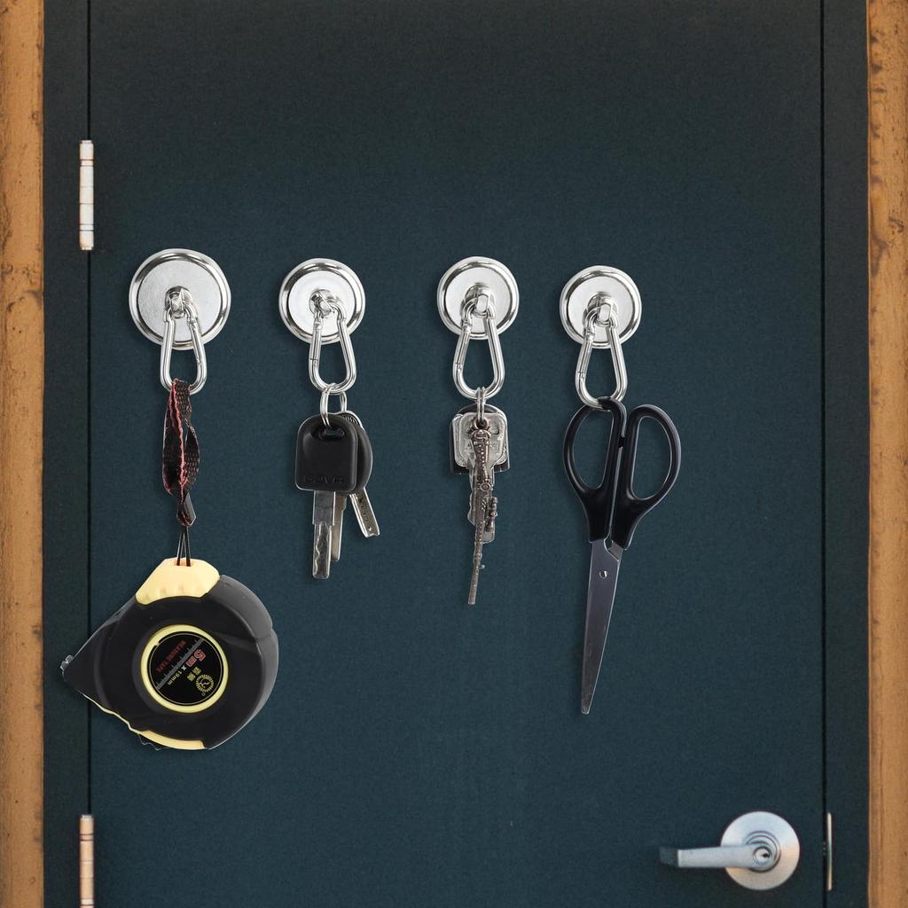Strong Magnet 25mm Pack of Neodymium Magnets with Carabiner Maximum Load Capacity of Super for Commercial Outdoor and Wall Mounting Hooks, Diameter,