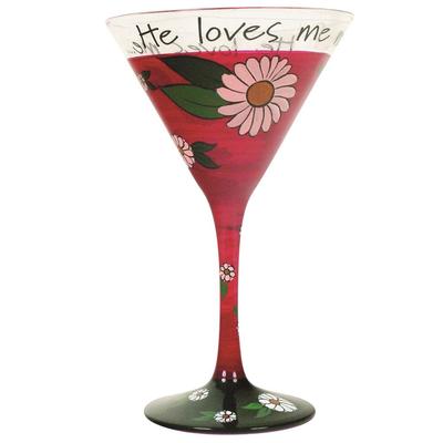 Coyote He Loves Me Hand-Painted Martini Glass
