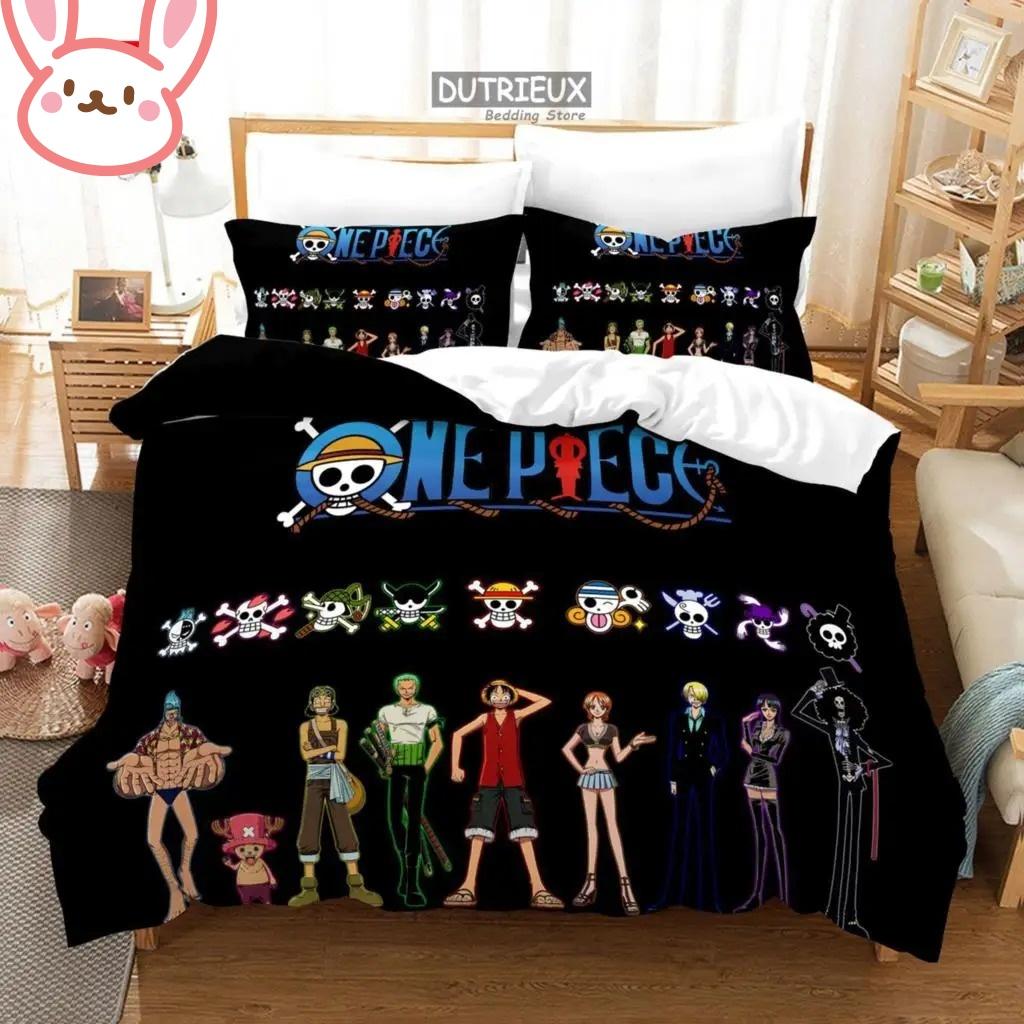 3D Heißer Verkauf Einteiliges Bettbezug-Set Luffy Sauron Anime Bettwäsche-Set Bettbezug mit 2 Kissenbezügen Schlafzimmer-Dekoration Teenager Beste Geschenke