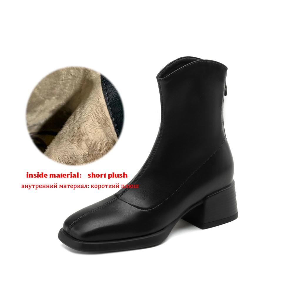 Krazing Pot Mikrofaser Herbst Winter Schuhe Dicke Mittelhohe Absätze Größe 43 Chelsea Boots Aprikose Reißverschluss Stiefeletten