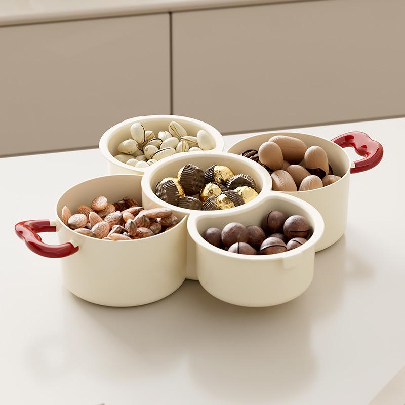 Exquisite Compartmented Snack and Fruit Serving Plate with Draining Feature