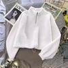 Womens Short Fleece Zip Sweatshirt Plus Size Loose Warm Winter Top Casual Hoodie Alternative