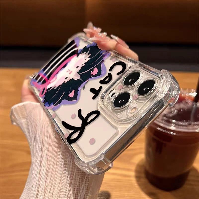 Thickened Four-corner Anti-drop Space Case Is Suitable for Apple 15promax Mobile Phone Case 14/13 Scarf Cat 16pro.