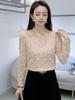 Elegant French-Style Velvet Lace Base Layer: Women's Winter Slimming Warm Top