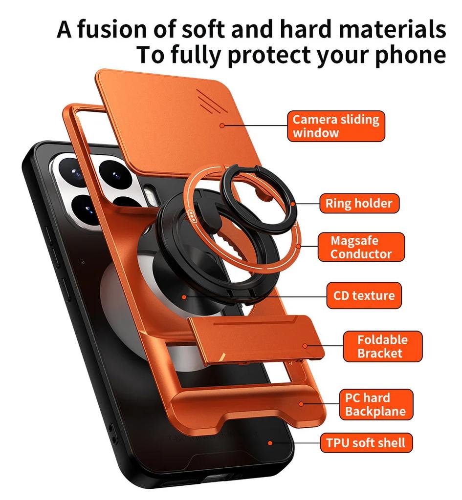 2 in 1 Ring Grip Built-in Magnetic Car Mount Holder Case for Xiaomi 17T Pro 17t Mi 17 Pro Max 17 15T Pro 15 14T Protect Cover