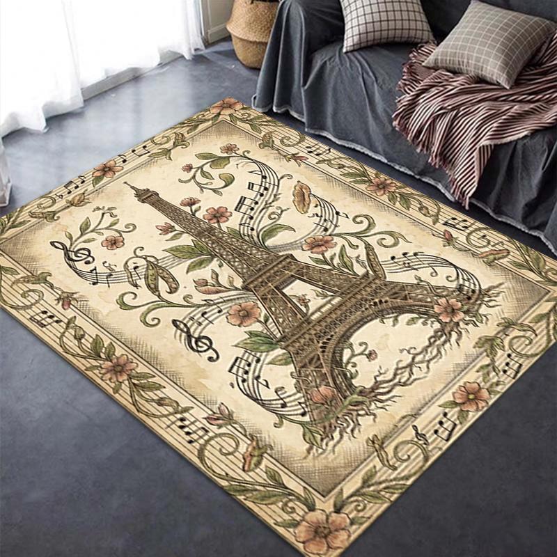 2025 New Paris Eiffel Tower Carpet Rug for Living Room Bedroom Home Sofa Decoration,Kids play Non-slip Floor Mat95