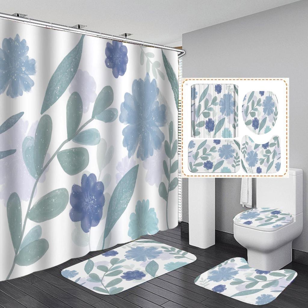 Xiyin Waterproof High Definition Shower Curtain Set - Four-Piece, No-Drill Partition for Bathroom or Hotel.