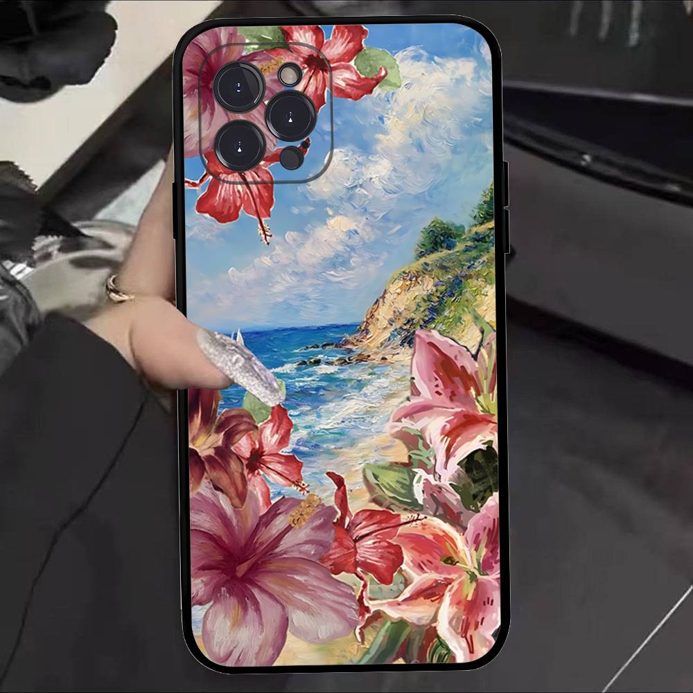 Painting Lily Flowers Phone Case For IPhone 17 16 15 14 11 12 13 Mini Pro XS Max Plus Funda Shell