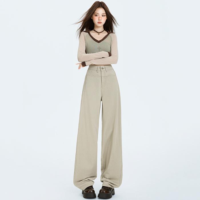 

Women s 2025 Autumn Retro Wide-Leg Jeans: Loose, Slimming, and Stylish XS