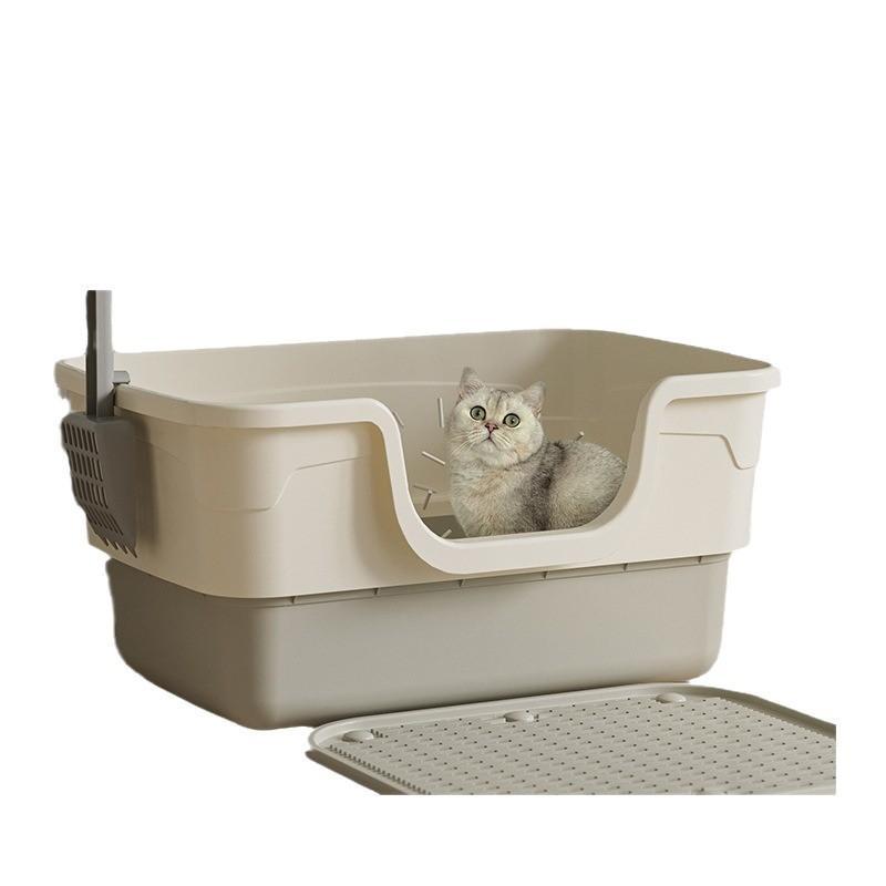 1Set Large Semi Enclosed Cat Litter Box With Free Litter Scoop Deodorant Pack Anti Splash Cat Litter Mat For Indoor Cats