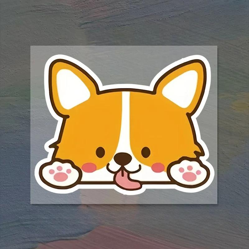 Corgi Car Sticker Cartoon Dog Vinyl Waterproof Decal for Electric Car Motorcycle Window Body Helmet Bumper SUV Auto Decor