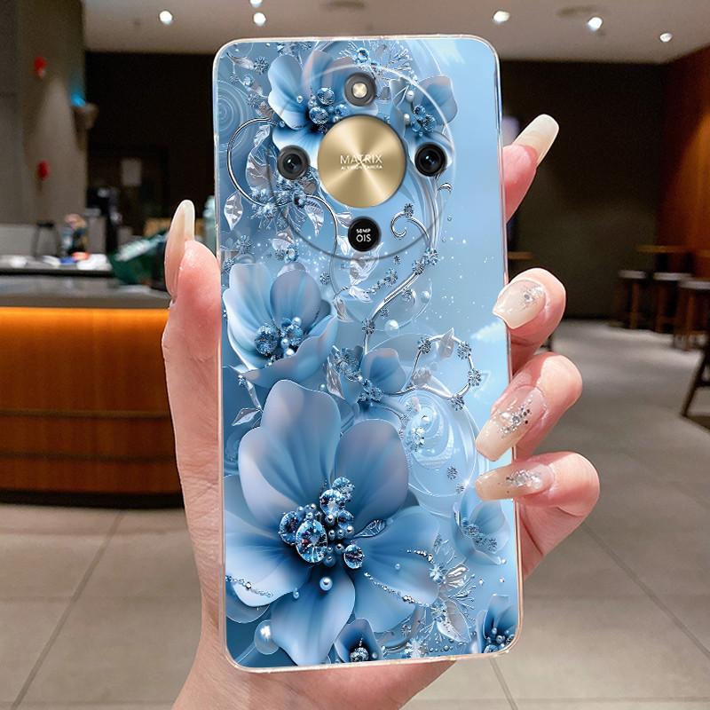 For Honor Magic 8 Lite Case Pretty Flower Butterfly Silicone Clear Back Cover Soft TPU Phone Case for Honor Magic8 Lite 5G Funda