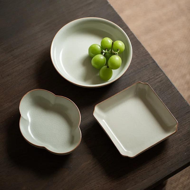 Cream Ru Kiln Pot Bearing Holder Zisha Pot Heat Insulation Pad Dry Soaking Table Tea Tray Coasters Cafes Accessories Ornaments