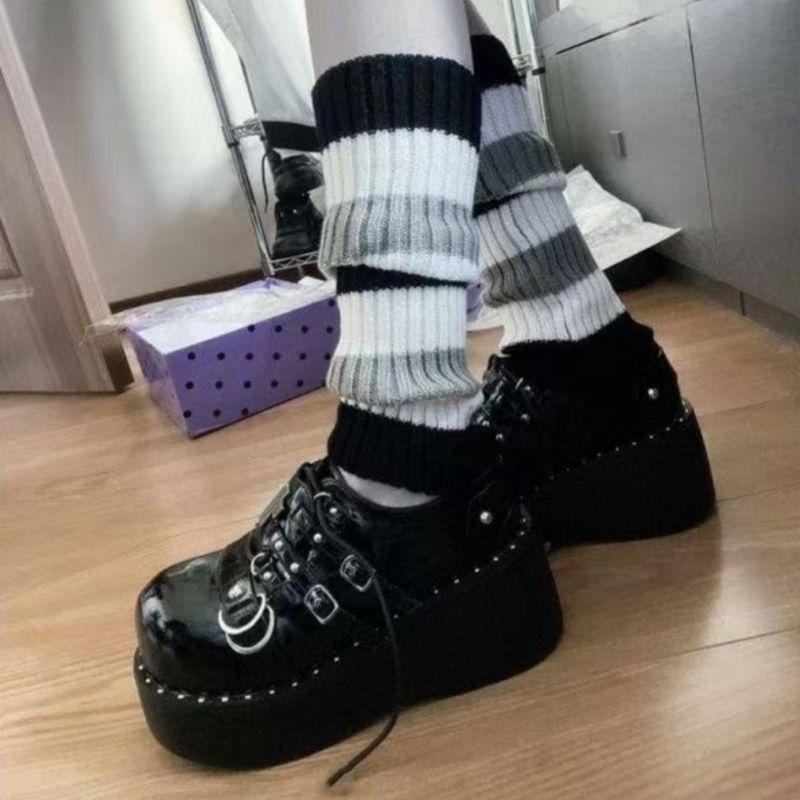 Thick-soled niche design small leather shoes women's spring and summer new retro British style muffin sole single shoes