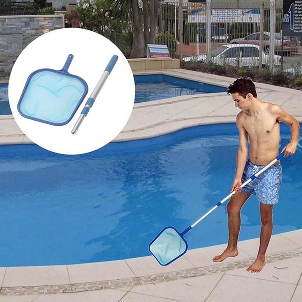 Swimming Pool Skimmer Net Set Includes 1 PCS Deep Leaf Skimmer Net 1 PCS Leaf Rake with Mesh Net Bag 1 PCS Aluminum