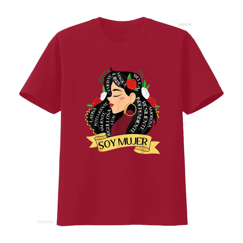 Soy Mujer Latina Fuerte Independiente Chingona T Shirt Black X Large vintage Washed Casual Slightly streetwear Versatile homme