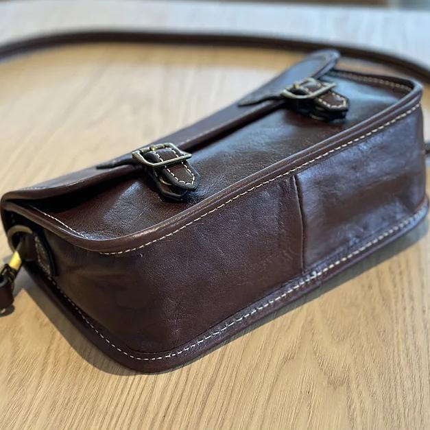 Johnature Retro Genuine Leather Women's Small Bag Cowhide Solid Color Versatile Shoulder Crossbody Bags