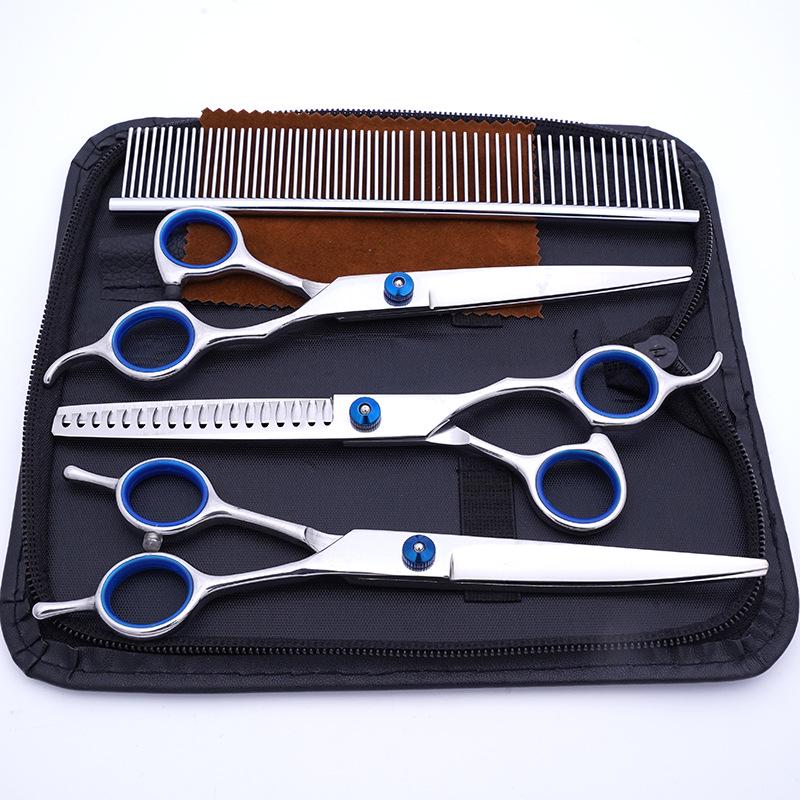 Professional Dog Grooming Scissors Set - Curved and Thinning Shears