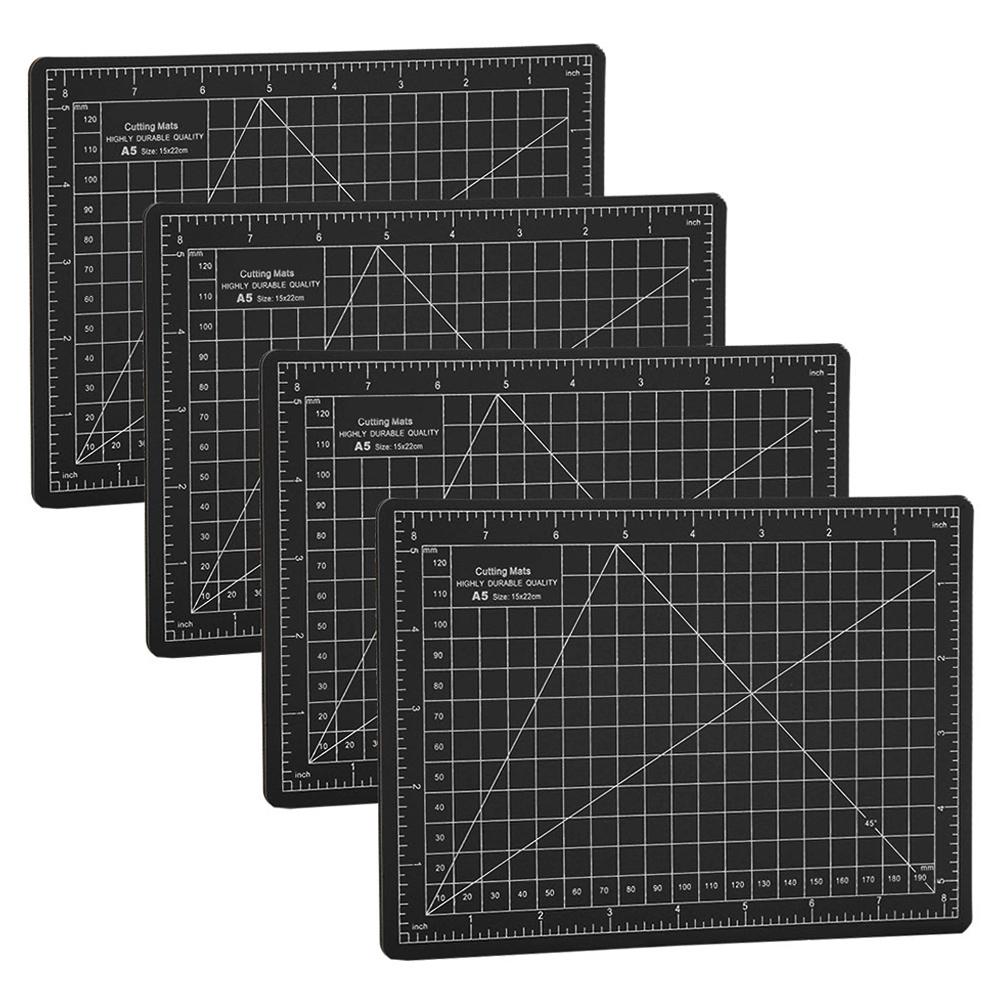 4Pcs Cutting Mat A5 Black PVC Model Cut Pad Craft Paper Carving Engraving Scale Board