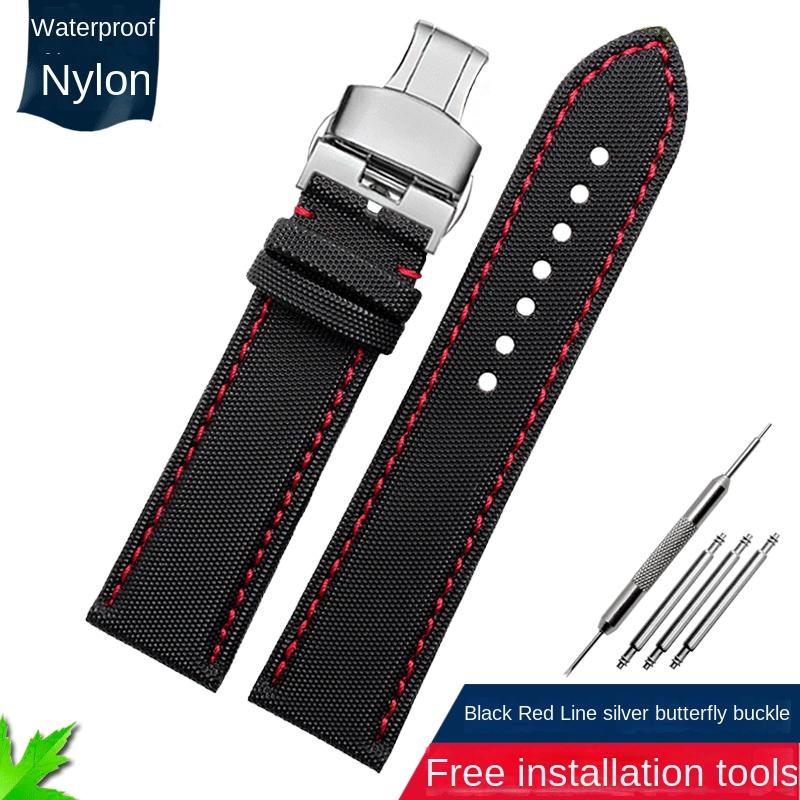 Fiber Nylon Leather Watchband For Tudor Mido Tag Heuer Citizen Seiko Huawei Male Canvas Watch Strap Waterproof 20 21mm 22mm 23mm