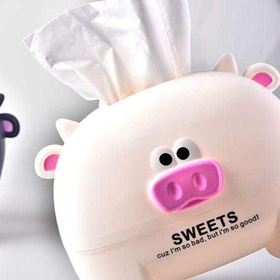 Scatola porta fazzoletti con coperchio rimovibile, forma animale, grande capacità, creativa, Mucca Maiale Auto, Porta scatola fazzoletti, Articoli per la casa