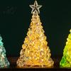 Shimmering Holiday Desktop Decor Glowing Christmas Tree Night Light Mini Lighted with Star Indoor Modern Minimalist Atmosphere Faux Crystal Tabletop
