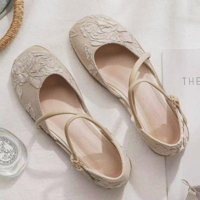 Mode Vintage Literarische Mary Jane Einzel Schuh Damen 2025 Neu Frühling mit Rock Neue Chinesische Damen Sanfte Schuhe Sandalen Damen