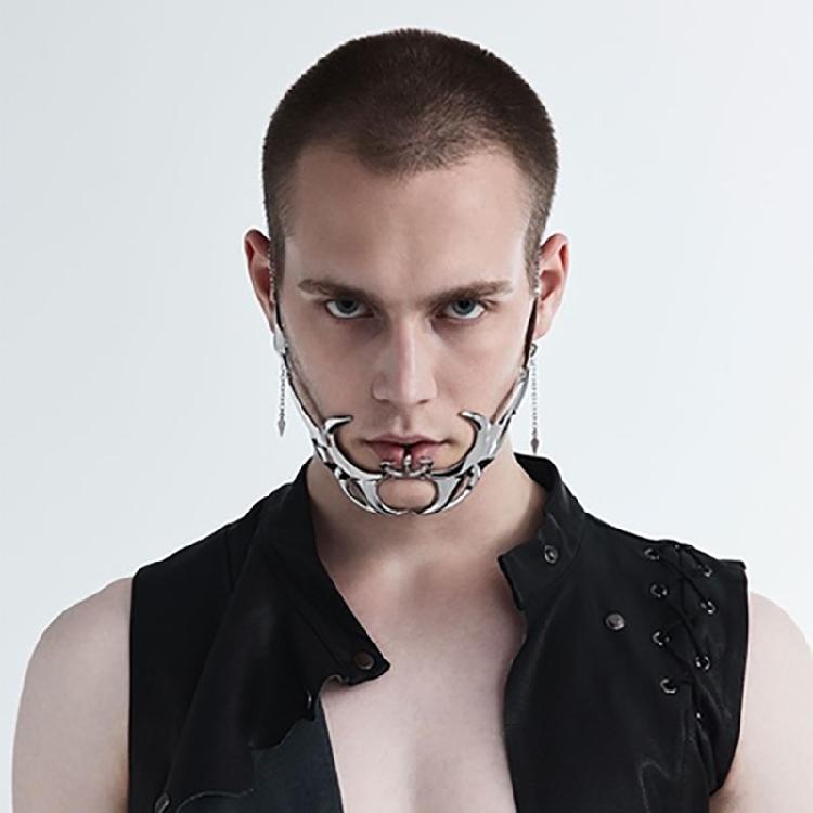 Metal Luxury Mask For Women Men Silver Color Party Face Chain Gothic Jewelry