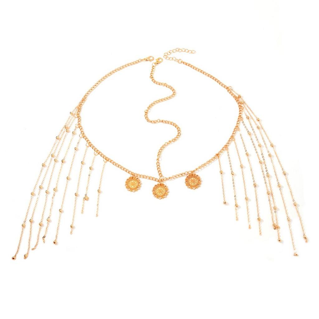 Geometric Gold Head Chain With Alloy And Dangle Tassels For Women Daily Accessories