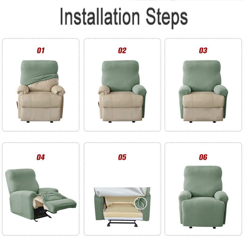 Recliner Sofa Cover Ralax Cover Jacquard Chair Covers Stretch Spandex Couch Slipcovers Non Slip Armchair Slipcovers 4pcs/set