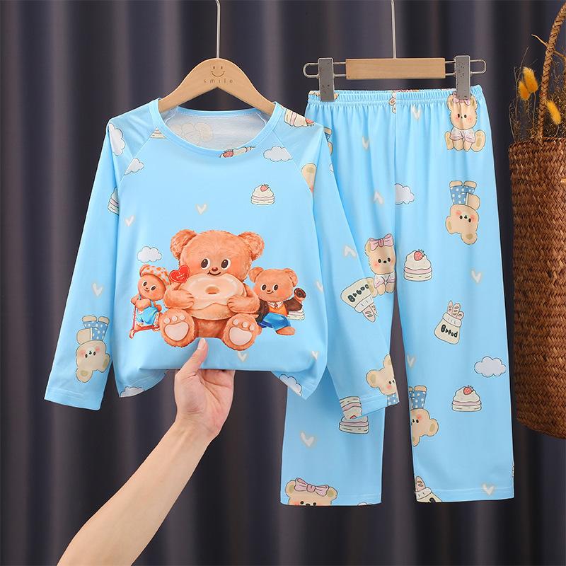 Kids Pajamas Boys Girls Cartoon Print Comfortable Air Conditioner Loungewear Set